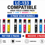 Brother LC-133 Compatible High Yield Combo Pack – 3 Pack Value Bundle