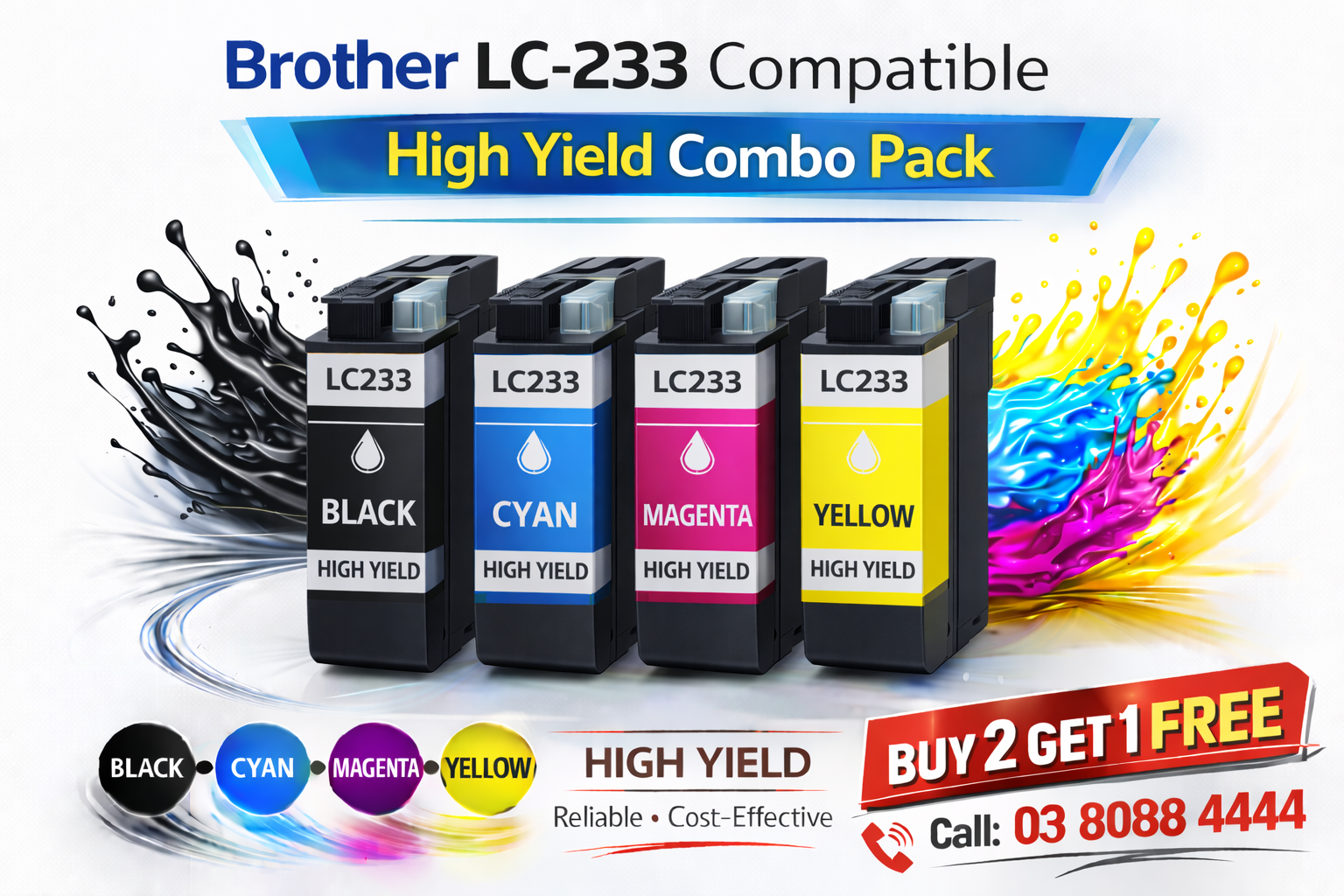 Brother LC-233 Compatible High Yield Combo Pack Brother LC-233 Compatible High Yield Combo Pack - Image 1