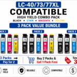 Brother LC-40/73/77XL Compatible High Yield Combo Pack – 3 Pack Value Bundle