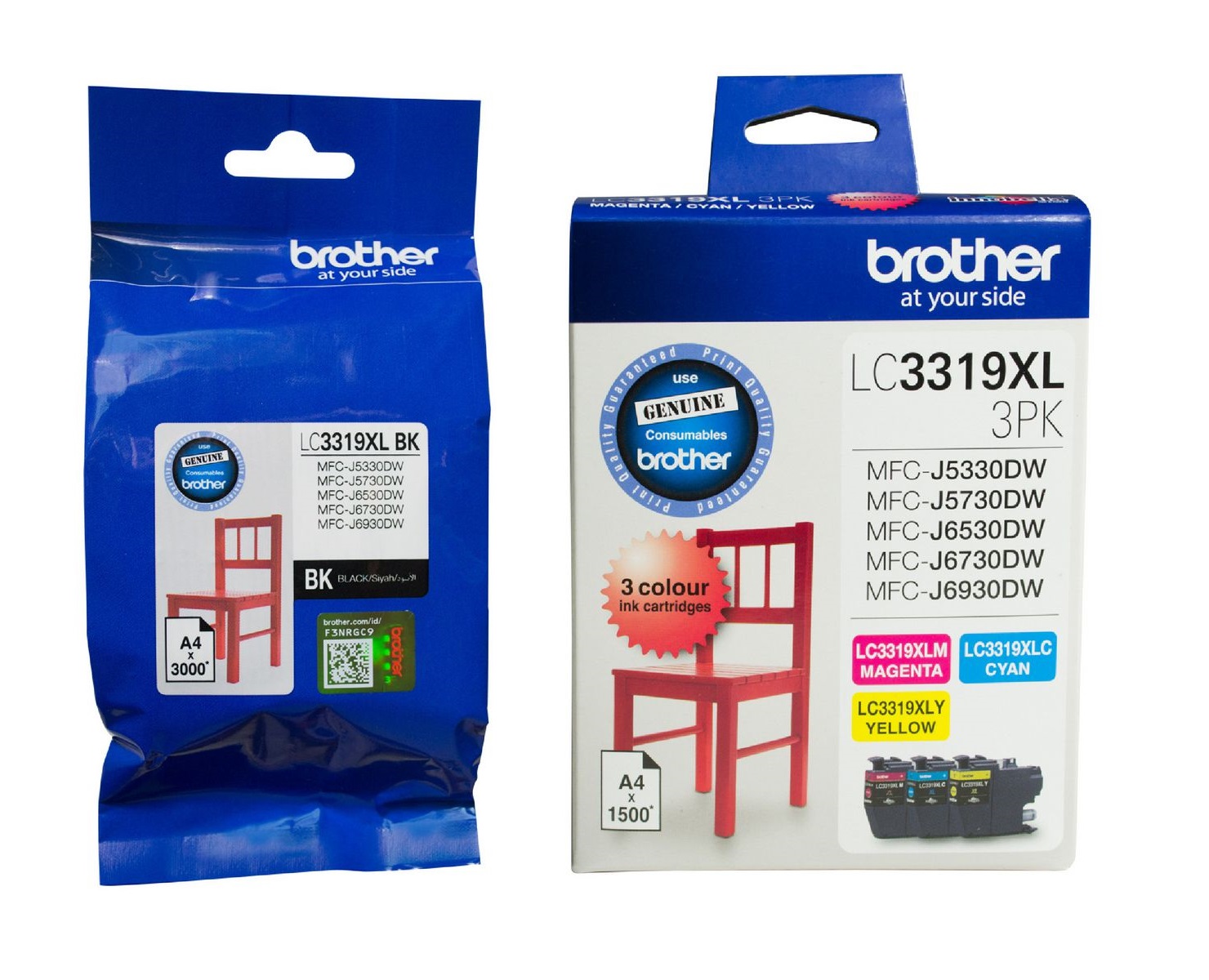 Brother LC3319XL Genuine High Capacity 4-Ink Combo Pack Brother LC3319XL Genuine High Capacity 4-Ink Combo Pack - Image 1