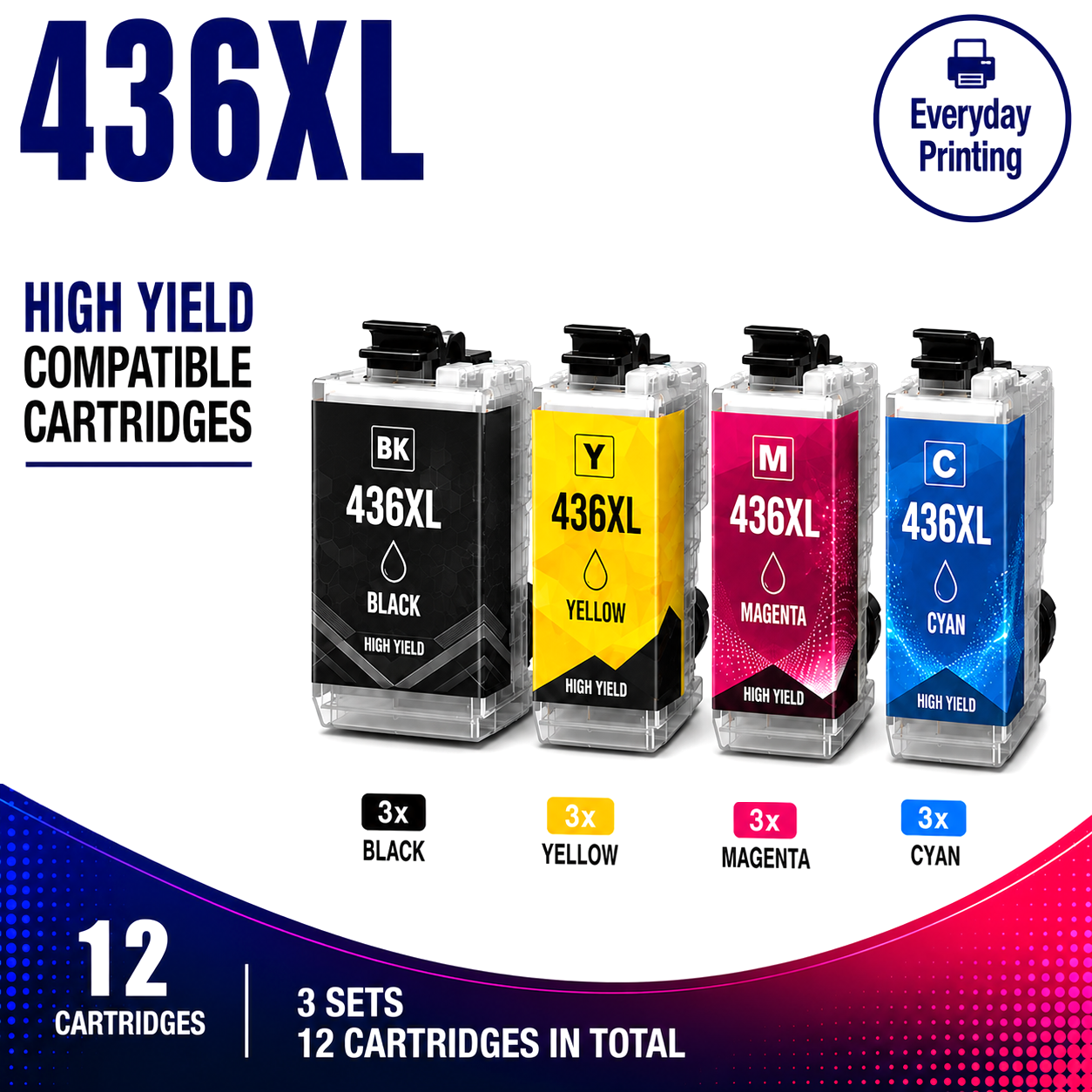 Brother LC-436XL Compatible High Yield Combo Pack – 3 Pack Value Bundle Brother LC-436XL Compatible High Yield Combo Pack – 3 Pack Value Bundle - Image 1