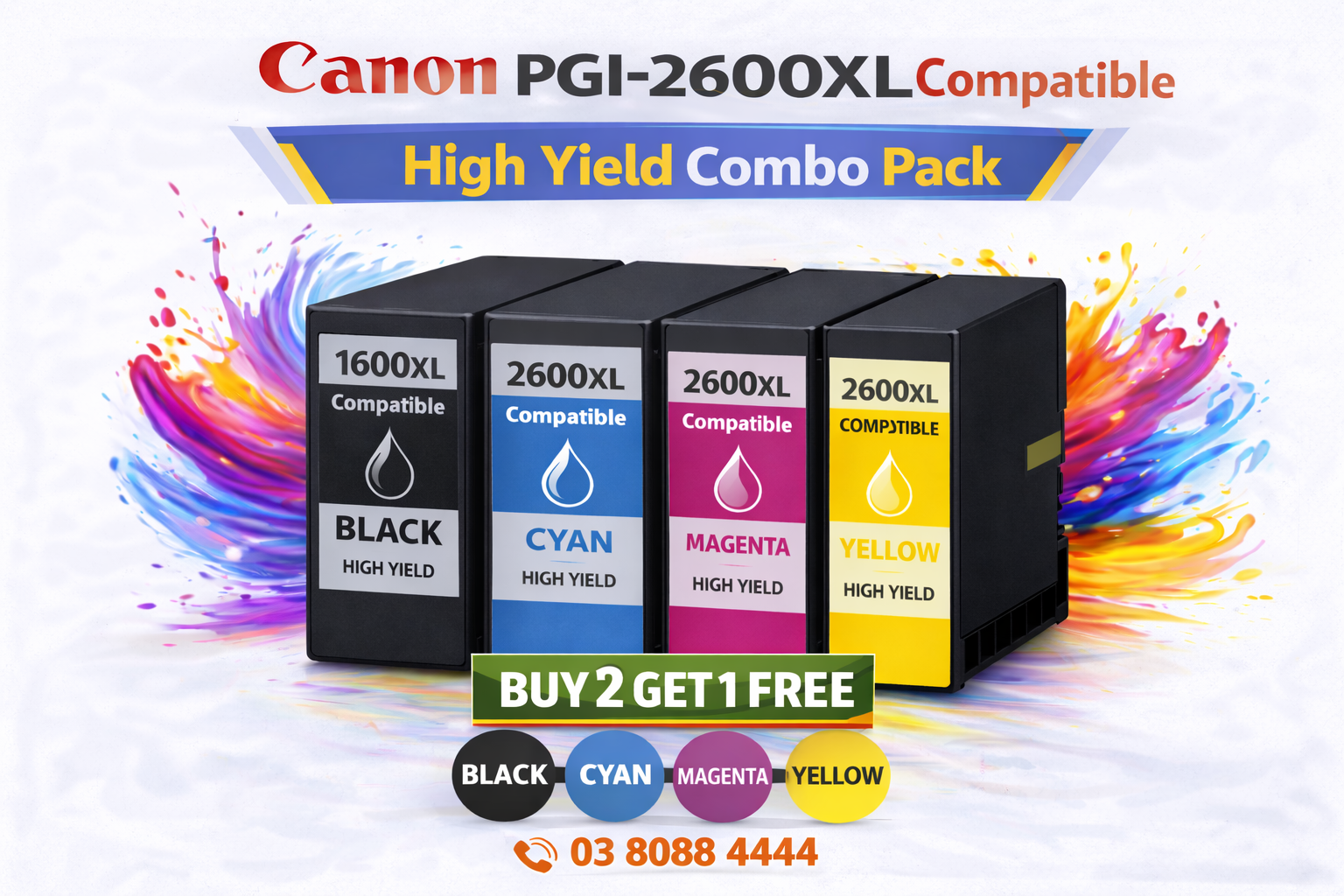 Canon PGI-2600XL Compatible High Yield Combo Pack Canon PGI-2600XL Compatible High Yield Combo Pack - Image 1