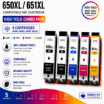 Canon PGI-650XL CLI-651XL Compatible High Yield Combo Pack (5 Cartridges)