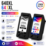 Canon PG-640XL CL-641XL Compatible High Yield Combo Pack