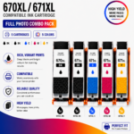 Canon PGI-670XL CLI-671XL Compatible High Yield Combo Pack
