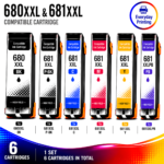 Canon PGI-680XXL CLI-681XXL Compatible High Yield Full Photo Combo Pack (6 Cartridges)