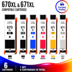 Canon PGI-670XL CLI-671XL Compatible High Yield Full Photo Combo Pack (6 Cartridges)