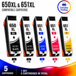 Canon PGI-650XL CLI-651XL Compatible High Yield Combo Pack (5 Cartridges)