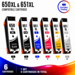 Canon PGI-650XL CLI-651XL Compatible High Yield Full Photo Combo Pack (6 Cartridges)