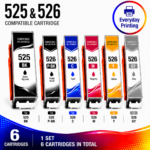 Canon PGI-525 CLI-526 Compatible Full Photo Value Combo Pack (6 Cartridges)