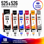 Canon PGI-525 CLI-526 Compatible Full Photo Value Combo Pack – 3 Pack Value Bundle (18 Cartridges)