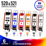Canon PGI-520 CLI-521 Compatible Full Photo Value Combo Pack (6 Cartridges)