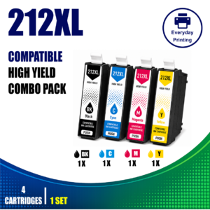Epson 212XL Compatible Value Combo Pack containing 4 compatible ink cartridges with 1 Black, 1 Cyan, 1 Magenta and 1 Yellow cartridge.