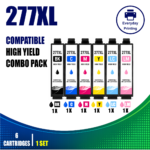 Epson 277XL Compatible Value Combo Pack containing 6 compatible ink cartridges with 1 Black, 1 Cyan, 1 Magenta, 1 Yellow, 1 Light Cyan and 1 Light Magenta cartridge.