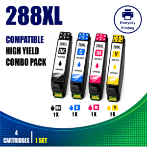 Epson 288XL Compatible Value Combo Pack containing 4 compatible ink cartridges with 1 Black, 1 Cyan, 1 Magenta and 1 Yellow cartridge.