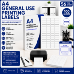 A4 General Use Printing Labels 56 Labels Per Sheet 100 Sheets White Shipping and Addressing Labels 52.5 x 21.2mm