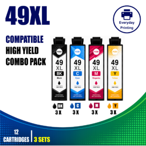 Epson 49XL Compatible Ink Cartridges – 4 Colours Value Pack – 3 Pack Value Bundle (12 Cartridges)