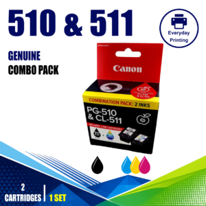 Canon 510 & 511 Genuine Black & Tri-Colour Twin Combo Value Pack (2 Cartridges)