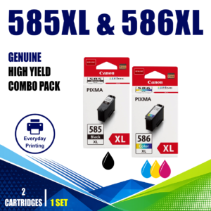 Canon 585XL & 586XL Genuine Black & Tri-Colour Twin Combo Value Pack (2 Cartridges)