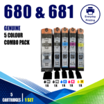 Canon PGI-680 & CLI-681 Genuine 5 Colour Value Pack (5 Cartridges)