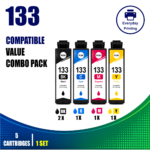 Epson 133 Compatible Value Combo Pack (5 Cartridges) – Black, Cyan, Magenta and Yellow