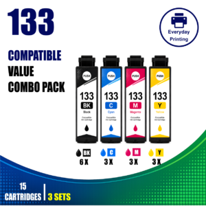 Epson 133 Compatible Ink Cartridges – 4 Colours Value Pack – 3 Pack Value Bundle (15 Cartridges)