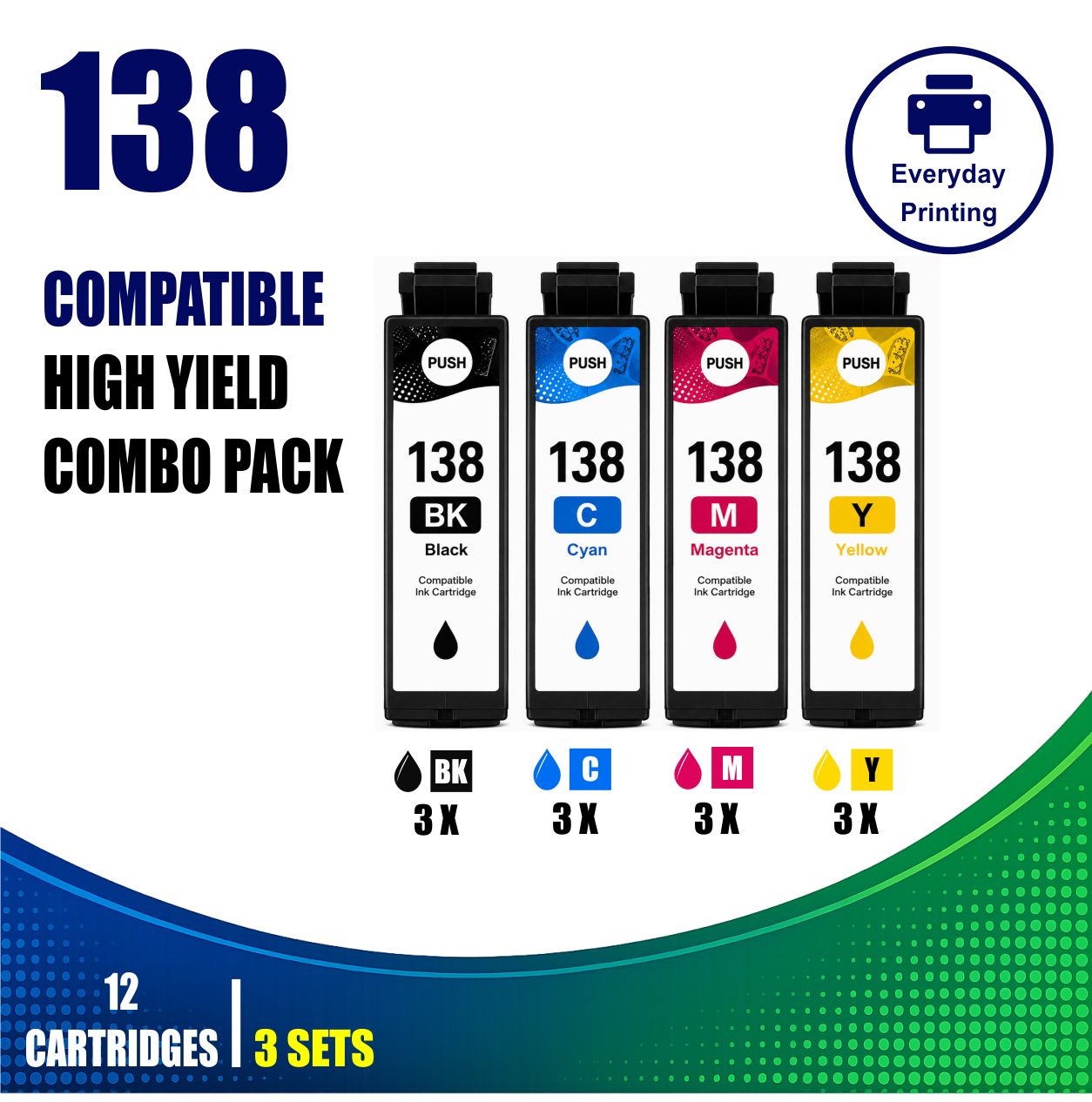 Epson 138 Compatible Ink Cartridges – 4 Colours Value Pack – 3 Pack Value Bundle (12 Cartridges) Epson 138 Compatible Ink Cartridges – 4 Colours Value Pack – 3 Pack Value Bundle (12 Cartridges)