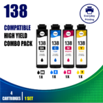 Epson 138 Compatible Value Combo Pack (4 Cartridges) – Black, Cyan, Magenta and Yellow
