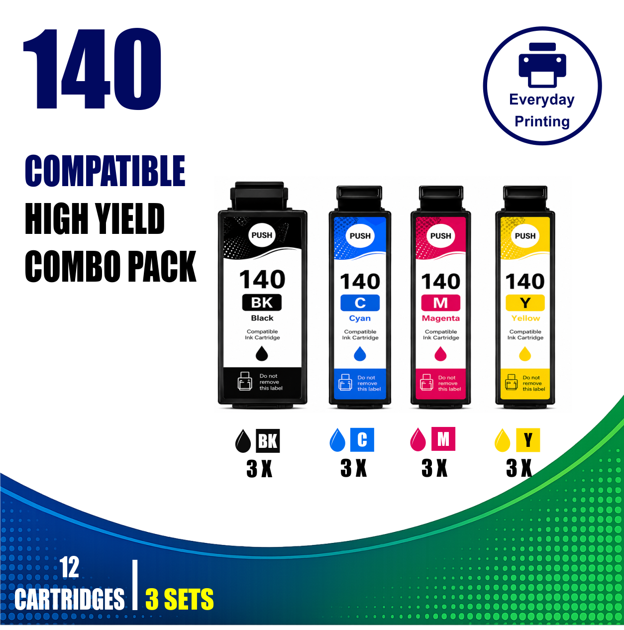 Epson 140 Compatible Ink Cartridges – 4 Colours Value Pack – 3 Pack Value Bundle (12 Cartridges) Epson 140 Compatible Ink Cartridges – 4 Colours Value Pack – 3 Pack Value Bundle (12 Cartridges)