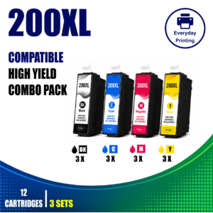 Epson 200XL Compatible Ink Cartridges – 4 Colours Value Pack – 3 Pack Value Bundle (12 Cartridges)