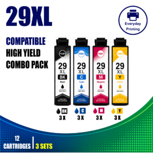 Epson 29XL Compatible Ink Cartridges – 4 Colours Value Pack – 3 Pack Value Bundle (12 Cartridges)