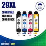 Epson 29XL Compatible Value Combo Pack (4 Cartridges) – Black, Cyan, Magenta and Yellow