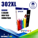 Epson 302XL Genuine High Yield 5 Colour Value Pack (5 Cartridges)