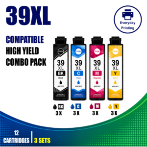 Epson 39XL Compatible Ink Cartridges – 4 Colours Value Pack – 3 Pack Value Bundle (12 Cartridges)