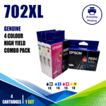 Epson 702XL Genuine High Yield 4 Colour Value Pack (4 Cartridges)
