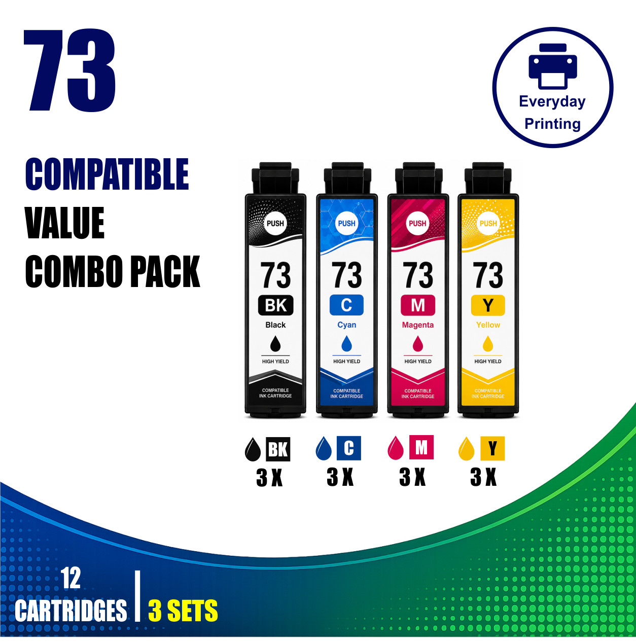 Epson 73 Compatible Ink Cartridges – 4 Colours Value Pack – 3 Pack Value Bundle (12 Cartridges) Epson 73 Compatible Ink Cartridges – 4 Colours Value Pack – 3 Pack Value Bundle (12 Cartridges)