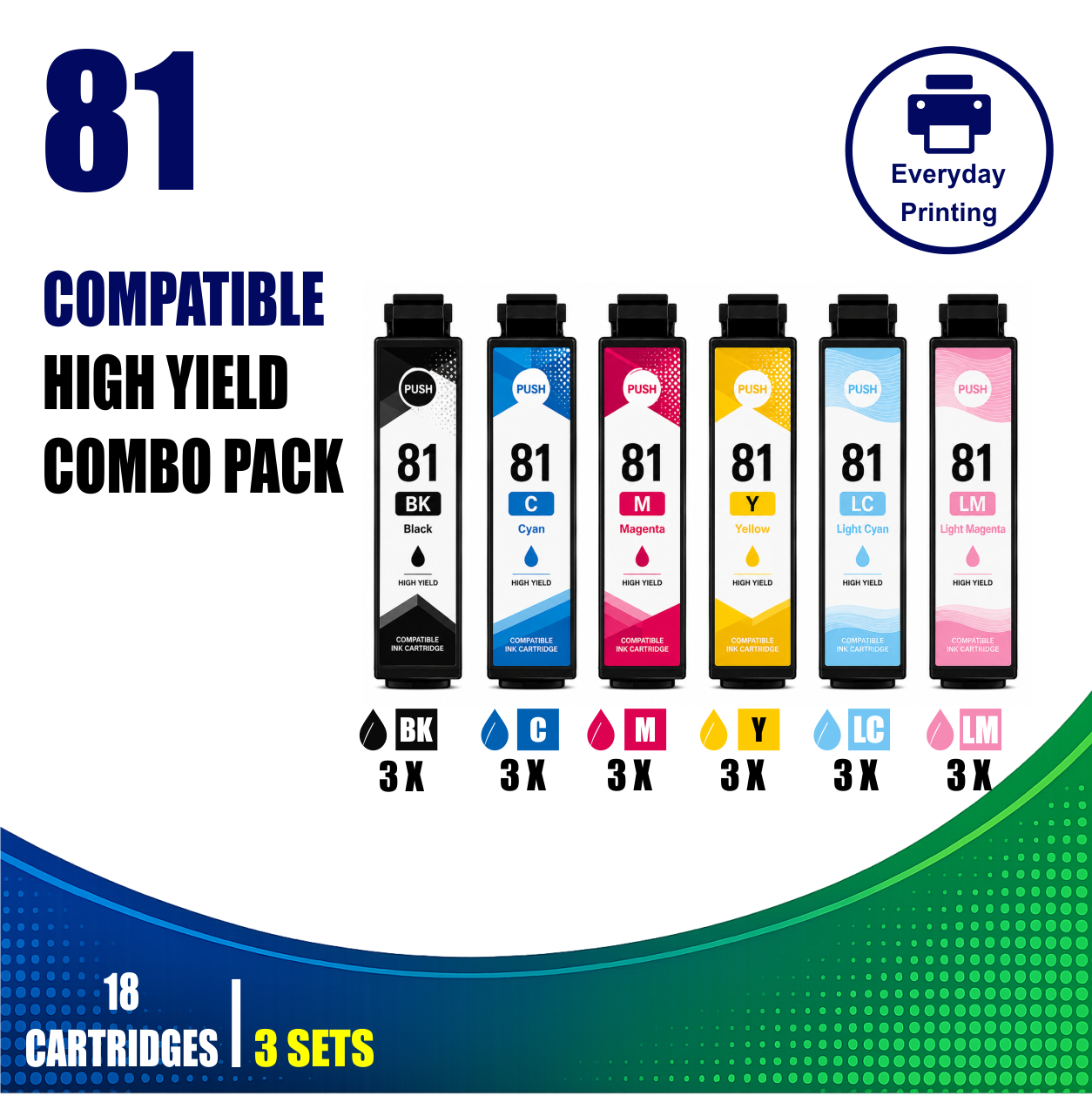 Epson 81 Compatible Ink Cartridges – 6 Colours Value Pack – 3 Pack Value Bundle (18 Cartridges) Epson 81 Compatible Ink Cartridges – 6 Colours Value Pack – 3 Pack Value Bundle (18 Cartridges)