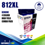 Epson 812XL Genuine High Yield 4 Colour Value Pack (4 Cartridges)