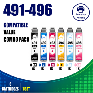 Epson T0491–T0496 Compatible Value Combo Pack (6 Cartridges) – Black, Cyan, Magenta, Yellow, Light Cyan and Light Magenta