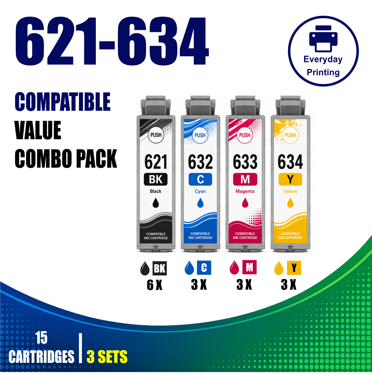 Epson T0621–T0634 Series Compatible Ink Cartridges – 5 Colours Value Pack – 3 Pack Value Bundle (15 Cartridges) Epson T0621–T0634 Series Compatible Ink Cartridges – 5 Colours Value Pack – 3 Pack Value Bundle (15 Cartridges)