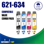 Epson T0621–T0634 Series Compatible Value Combo Pack (5 Cartridges) – 2× Black, Cyan, Magenta and Yellow