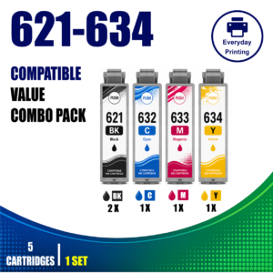 Epson T0621–T0634 Series Compatible Value Combo Pack (5 Cartridges) – 2× Black, Cyan, Magenta and Yellow