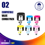 HP 02 Compatible Value Combo Pack (6 Cartridges) – Black, Cyan, Magenta, Yellow, Light Cyan and Light Magenta