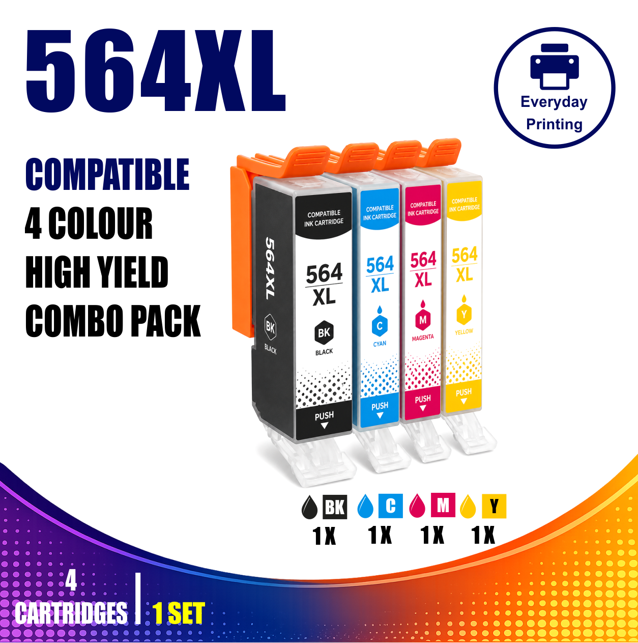 HP 564XL Compatible 4 Colour Combo Value Pack (4 Cartridges) HP 564XL Compatible 4 Colour Combo Value Pack (4 Cartridges)
