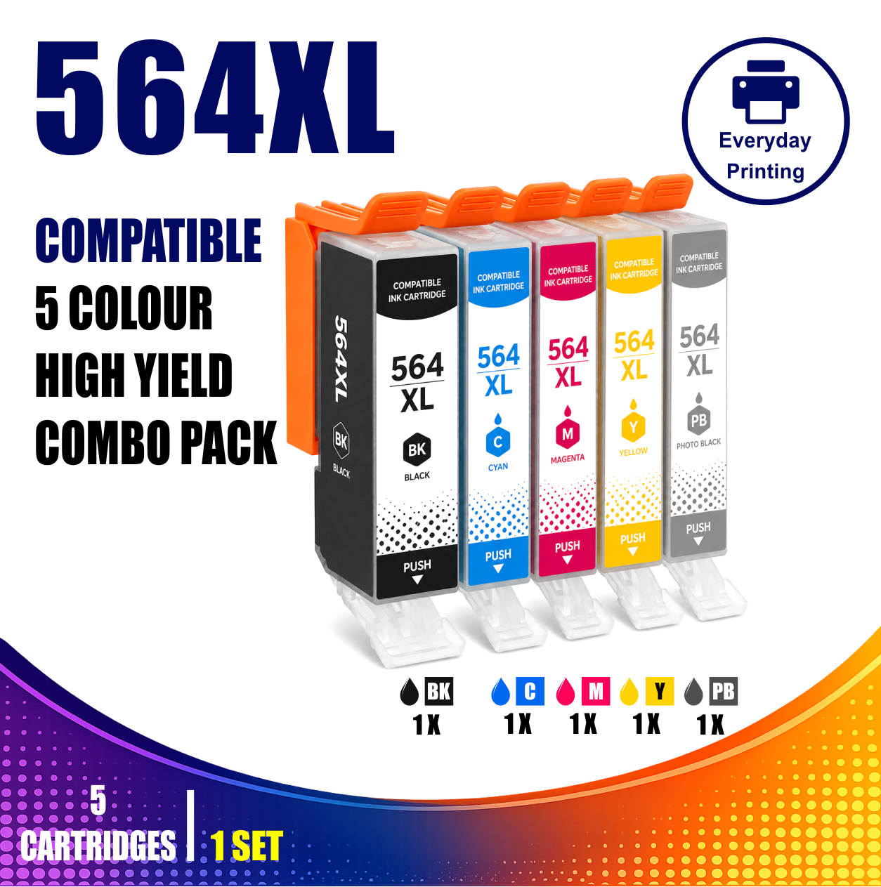 HP 564XL Compatible 5 Colour Combo Value Pack (5 Cartridges) HP 564XL Compatible 5 Colour Combo Value Pack (5 Cartridges)