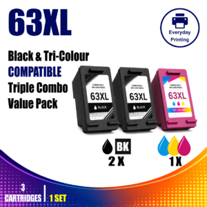 HP 63XL Compatible 2 × Black & 1 × Tri-Colour Triple Combo Value Pack (3 Cartridges)