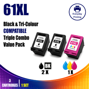 HP 61XL Compatible 2 × Black & 1 × Tri-Colour Triple Combo Value Pack (3 Cartridges)