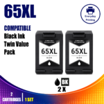 HP 65XL Compatible Black Ink Cartridge Twin Value Pack (2 Cartridges)