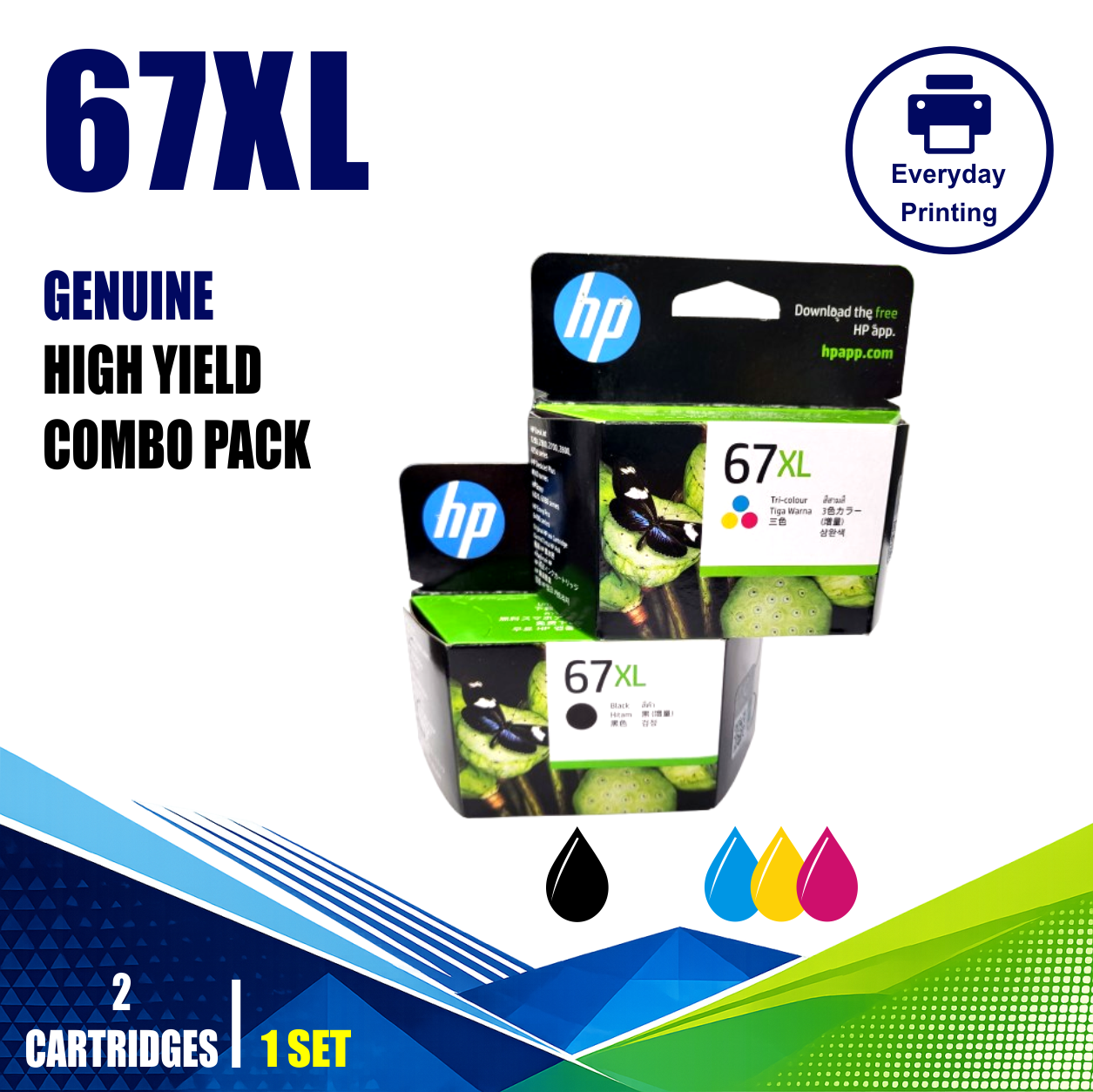 HP 67XL Genuine High Yield Black & Tri-Colour Twin Combo Value Pack (2 Cartridges) HP 67XL Genuine High Yield Black & Tri-Colour Twin Combo Value Pack (2 Cartridges)
