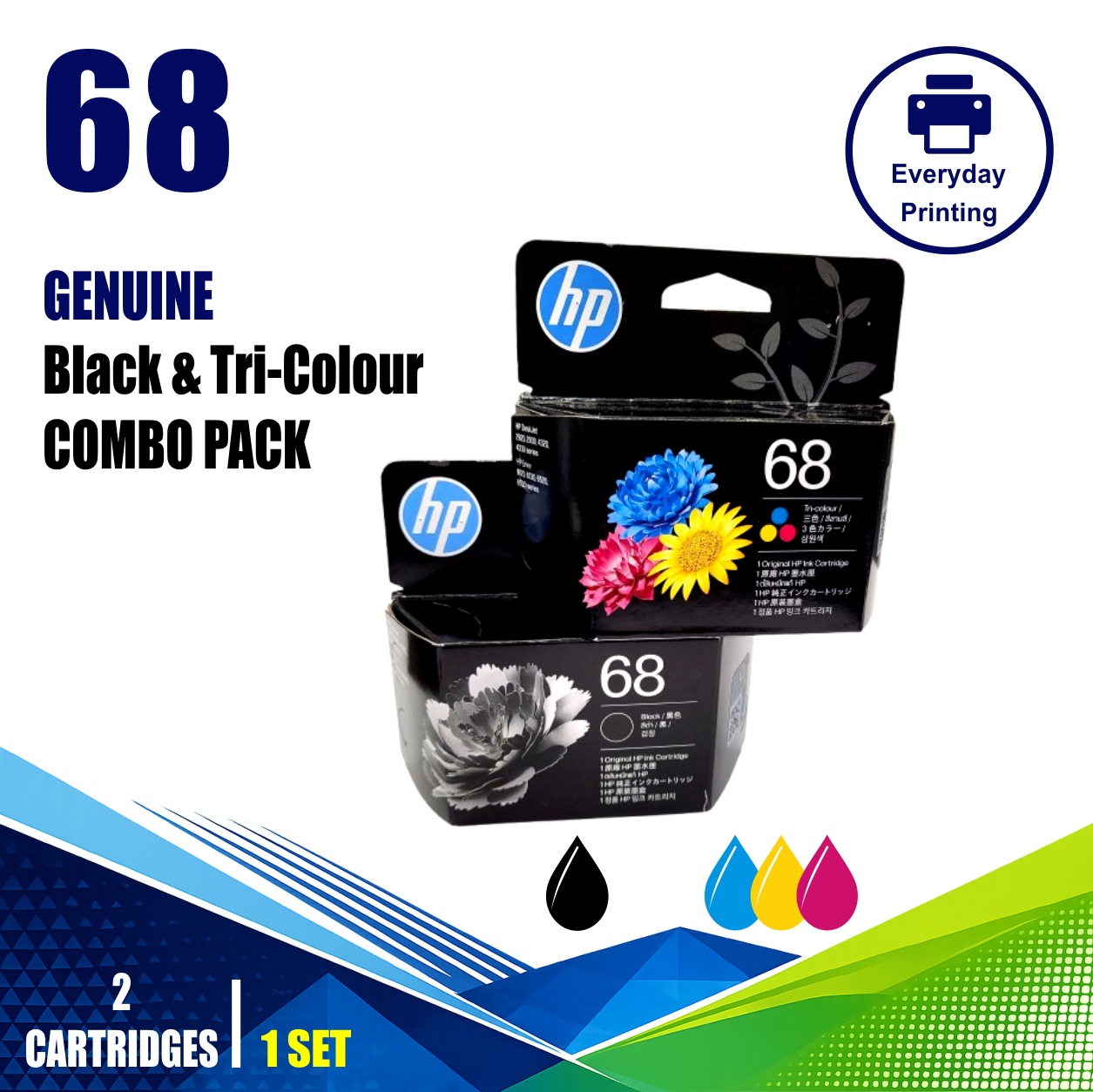 HP 68 Genuine Black & Tri-Colour Twin Combo Value Pack (2 Cartridges) HP 68 Genuine Black & Tri-Colour Twin Combo Value Pack (2 Cartridges)